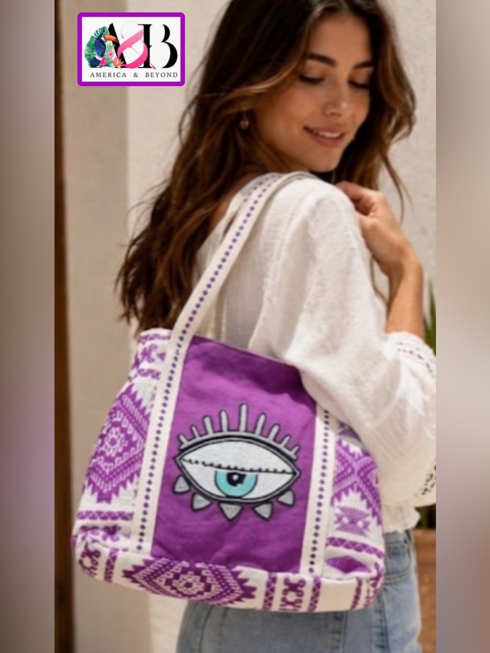 NWT America & Beyond - Wanderlust Evil Eye Tote Beach boho